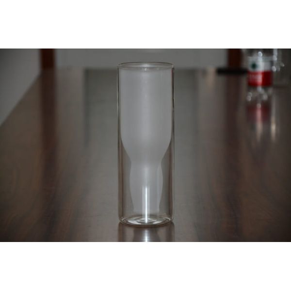 18 Ounce Etched Double Wall Drinking Glass Upside Down Borosilicate Beer Glass