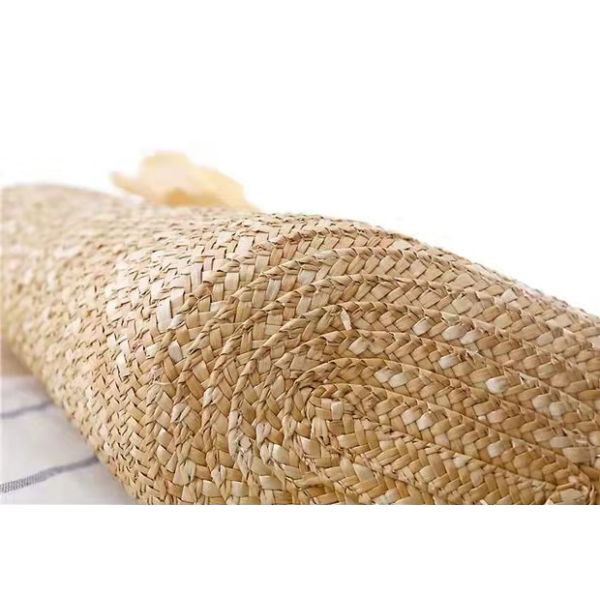 Natural Straw Crochet Hand Bag Brown , Crochet Bag With Wooden Handles OEM