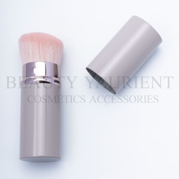 ISO9001 Portable Travel Small Retractable Makeup Brush With Aluminium Tube
