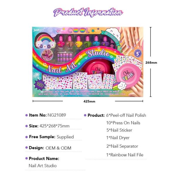 Fashion Toys Girl Kids Nail Kit With Nail Dryer And Nail Polish Eco Friendly