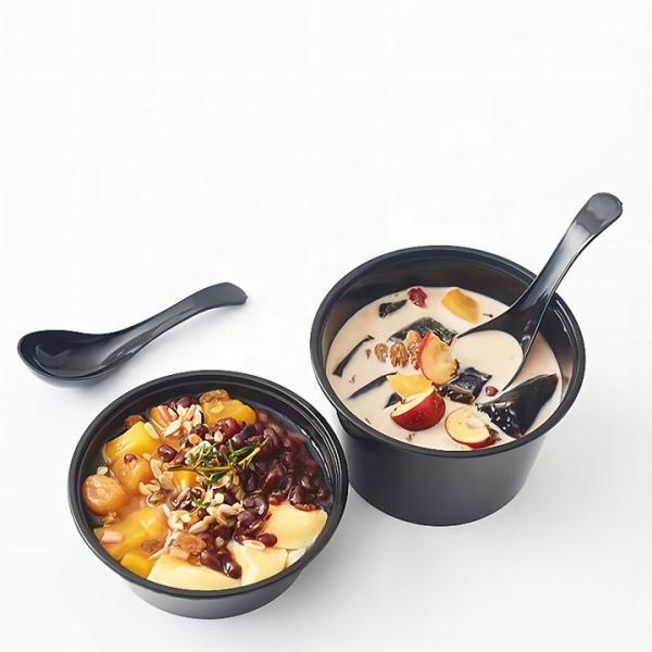 soup bowls for supermarkets Black Round Pp Plastic Soup Containers Disposable Plastic Storage Bowl With Lid