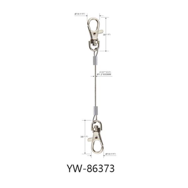 Ceiling Steel Wire Rope Sling With Double 32.5*76mm Die Cast Hook Ends YW86371