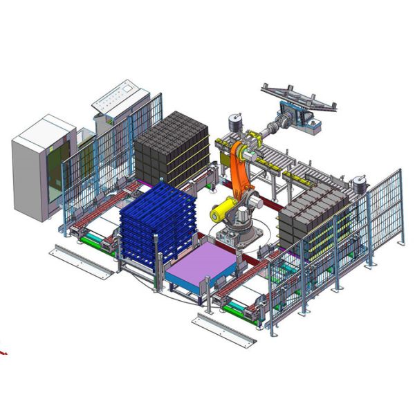 4KW 4 Axes Robotic Bag Palletizer with PLC Controller for Fertilizer Production Line