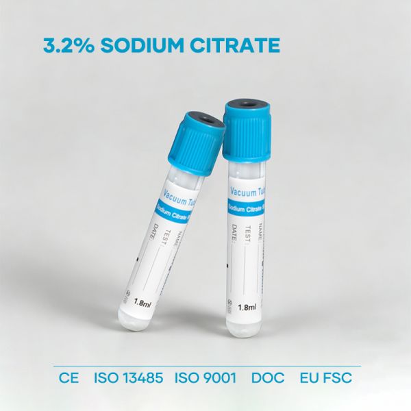 Plastic Or Glass 3.2% Sodium Citrate Vacuum Tube 1:9 Ratio For Coagulation Analysis