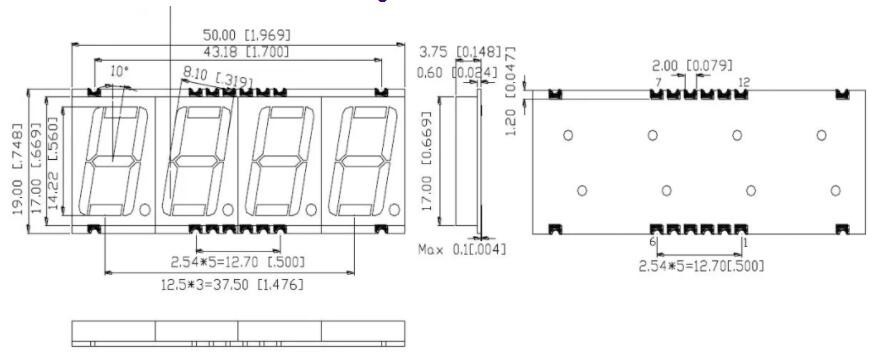 0.56 дюйм 7 сегмент LED SMD дисплей 4 цифры Ультра тонкий общий анод