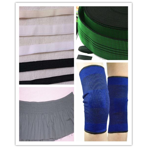 Fil élastique de polyester noir, fil en caoutchouc du latex 100# pour la corde élastique