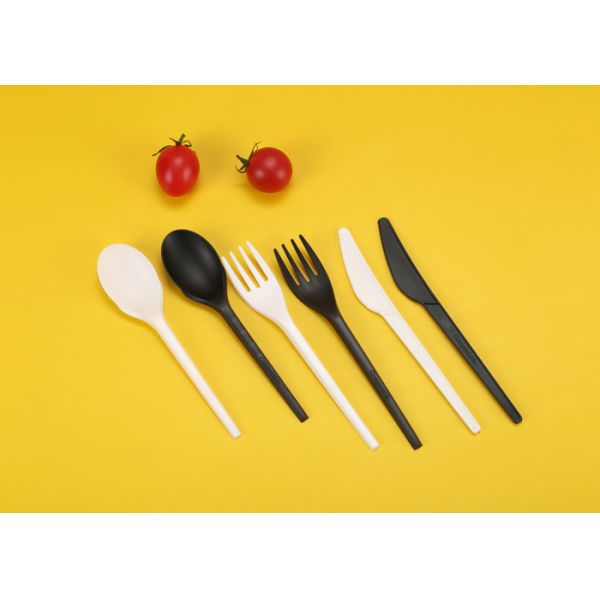 165mm 160mm 152mm Biodegradable CPLA Forks Spoons Knives With Napkin