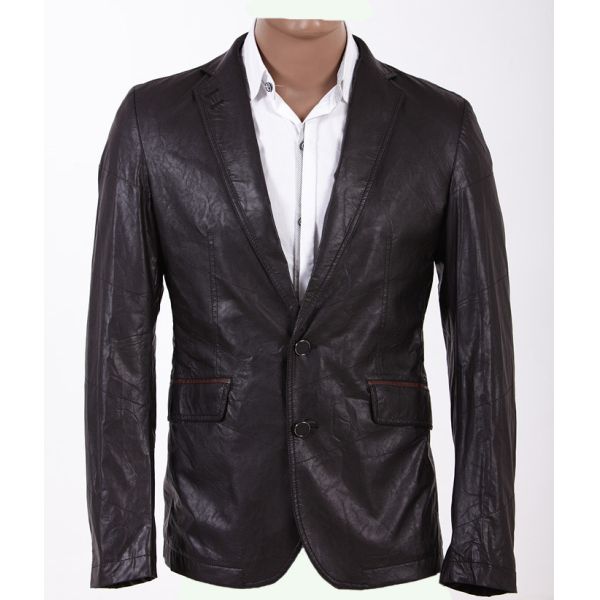European Classic Fashionable and Trendy, Casual and Black Young Mens Leather Blazers
