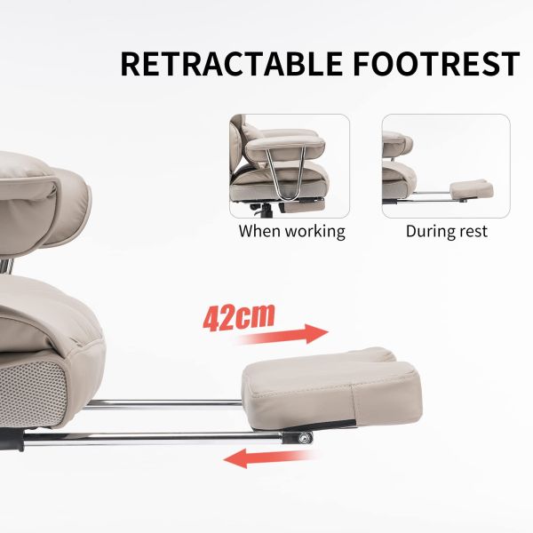 Optional Leg Rest and Lumbar Support High Back PU Leather Swivel Chair for Comfort