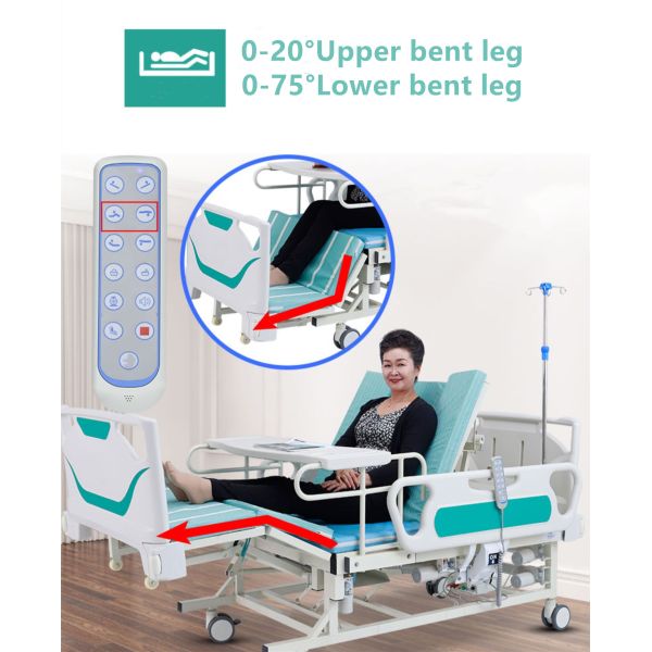 ABS Guardrails Metal Nursing Hospital Adjustable Beds With 4 Castors