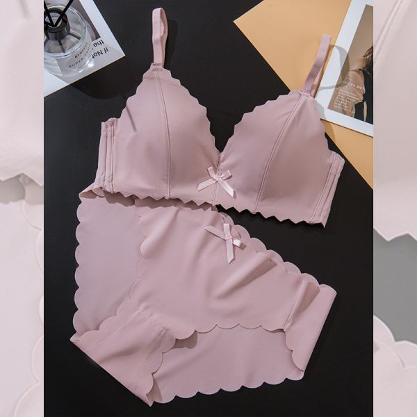 Women Wire Free Bra With Panty Set High Quality Seamless Lingerie Panties With Bra Set Women