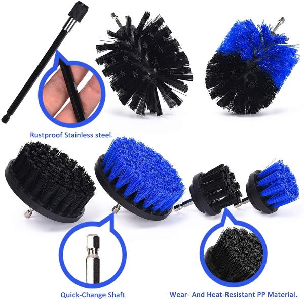 Black & Blue Cleaning Drill brush for carpet tiles rims
