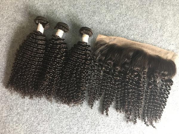 13x4 Ear To Ear 8A Peruvian Virgin Kinky Curly Lace Frontal With Natural Black