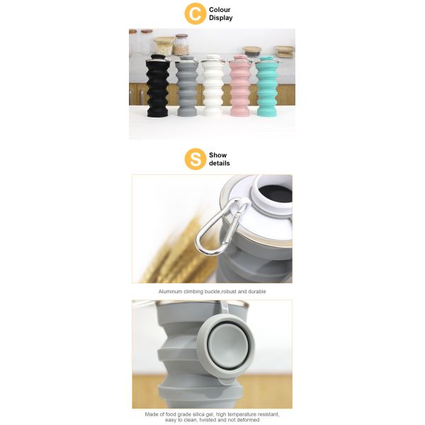 OEM ODM Available 500ML Silicone Foldable Water Bottle