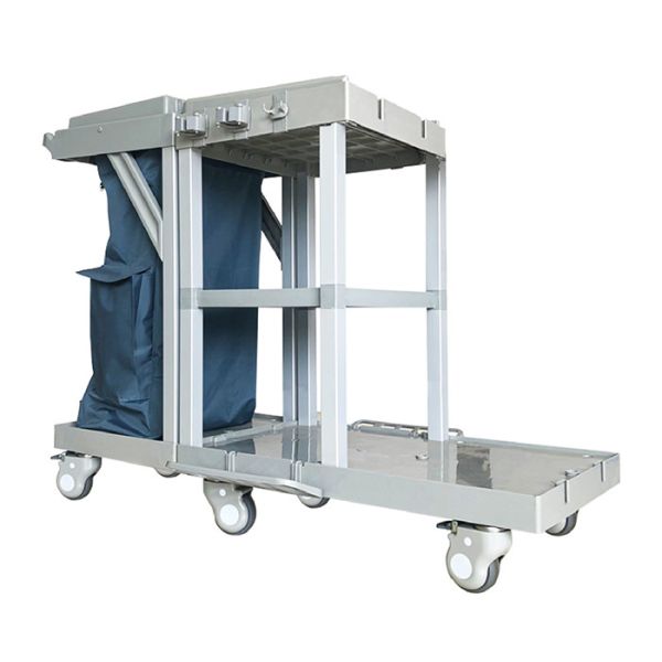 Gray Continental Janitor Cart With Vinyl Zippered Bag