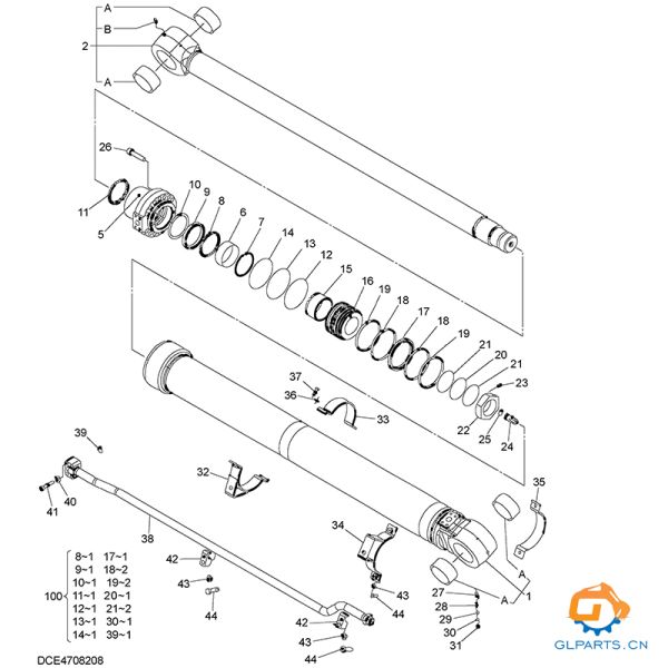 ZX280 ZX280-5G Excavator Arm Cylinder 4708208 Fits Hitachi Hydraulic Parts
