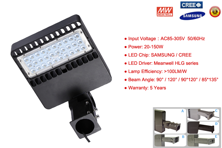80W Shoebox LED Parking Lot Lighting With 130 lm Per Watt 100,000 Hrs Lifetime