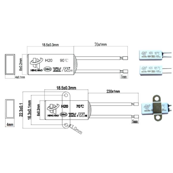 KSD9700 Temperature Controller Switch, H20 Thermal Cutoff Fuse 250V 5A 10A 45-150 Deg C