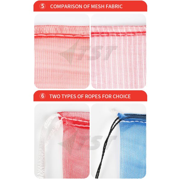 Plastic Polypropylene Tubular Potato Packing Bag Red Mesh Produce Onion Sacks Net Bags for Vegetables