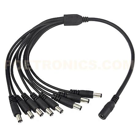 DCS108 CCTV Eight Way One Female to Eight Male 12V DC Power Splitter Cable
