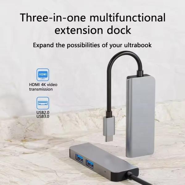 USB3.1 Type C USB C Hub à 4K HDMI Station d'accueil USB 3 en 1 pour l'interface du PC portable