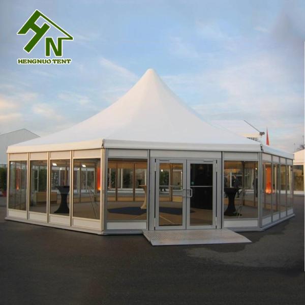 Diameter 10m Multi Sided Tent Hexagon Shape Tarp Glass Wall Reception Events