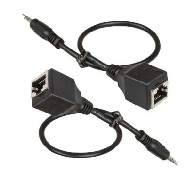 3.5mm Stereo Audio Jack to RJ45 Female Socket Ethernet Extender Cable