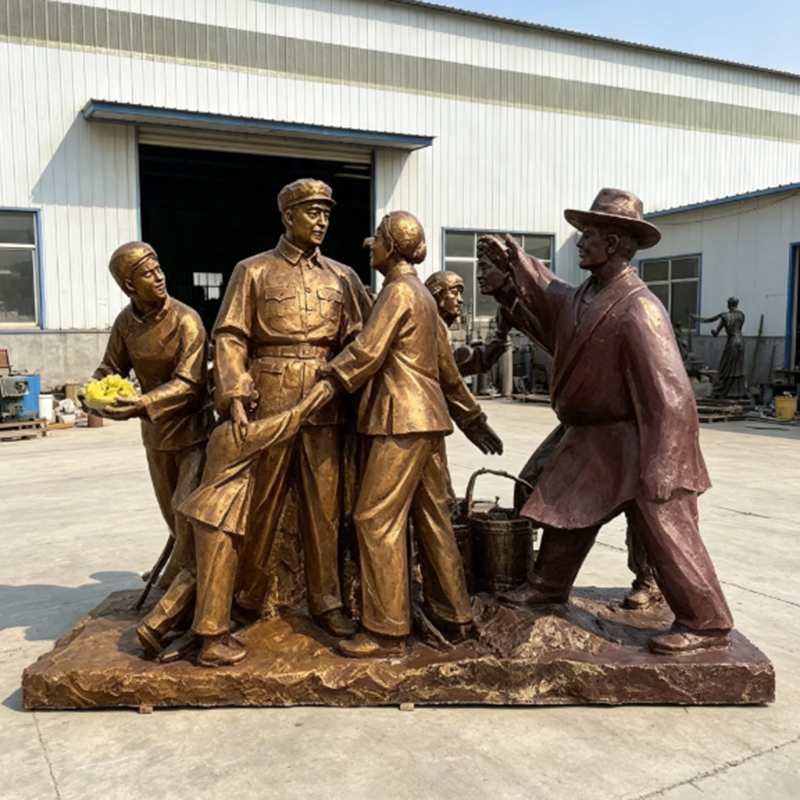 Civilians Friendship Group Custom Bronze Statues For Theme