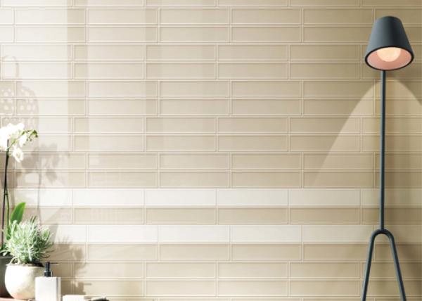 AAA Glazed Ceramic Wall Tiles 75x300mm White Beige Modern