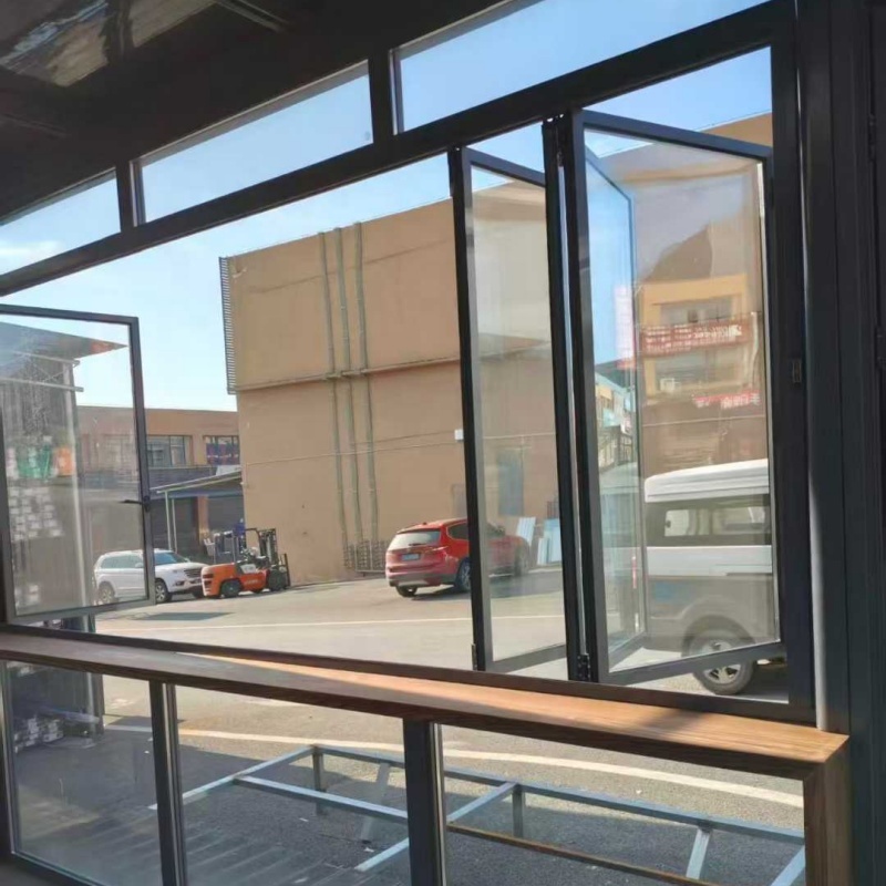 Modern Folding Double Glass Window Thermal Insulation Windproof Aluminum Alloy Frame Customized Size Kitchen Hotel Exterior Use