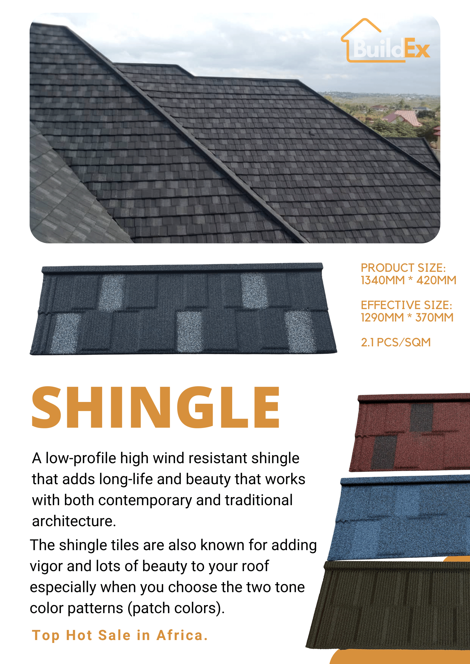 Steel Sheet Stone Coated Colorful Roof Sheet House Traditional Design Style