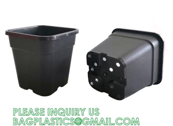 Multi Drainage Holes, Plastic Black Square Plant Flower Nursery Pot, Planter Plant Flower Seedling Nursery Pots