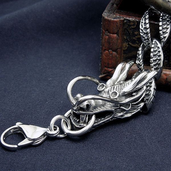 Titanium Stainless Steel Dragon Men's Bracelet Gothic Style (JCE133)
