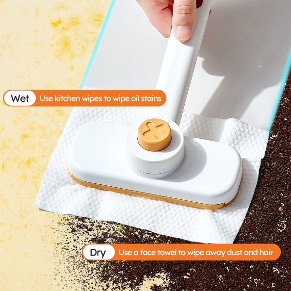 Replaceable Rag Disposable Towelette Mini Rotatable Mop Cleaning Brush With Handle