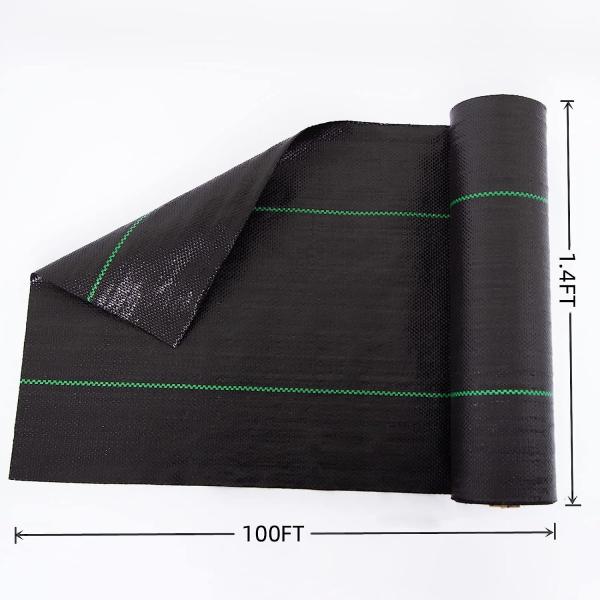 6 x 33 feet Sheet Woven Weed Control Fabric - Stabilized Black Heavy Duty 3 oz/yd² Landscape Ground Cover Membrane