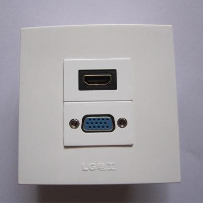 In Stock On Sale HDMI + VGA Panel HDMI1.4 Version 86x86mm White Socket Panels PC Wall Plug