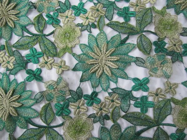 60cm Emulation Real Silks Chemical Lace Red/Green  Color Water Soluble Embroidery Fashion fabric