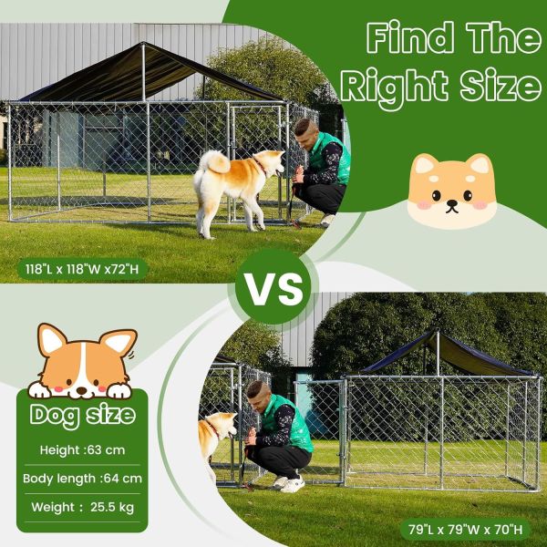 Outdoor Heavy Kennel High Strength Stainless Steel Black Large Dog Cage 10' X 5' Heavy Duty Welded Mesh Modular Outdoor Dog Kennel Heat Treated 3D Modelling Service Included Fencing Trellis Gates