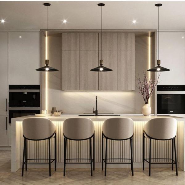 Fournisseur d'armoires de cuisine Design MDF Modulaire Moderne Meubles en bois Armoire de cuisine