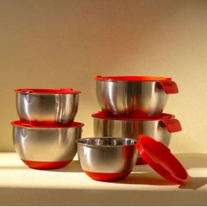 304 Stainless Steel Mixing Bowl with ABS Lid 1200ml-4500ml