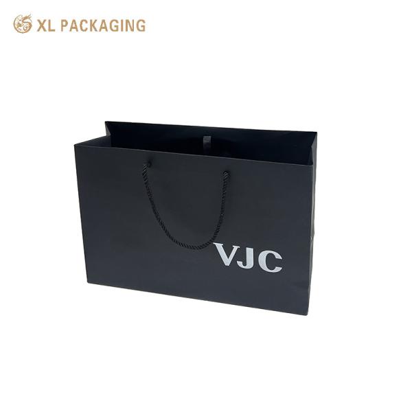 XL Packaging Customized Packaging Black Bag With Own Logo Shopping Paper Gift Bags Business For Shoes And Clothing