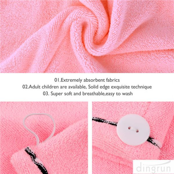 Super Absorbent Microfiber Hair Towel Wrap Hair Turban Head Wrap with Button