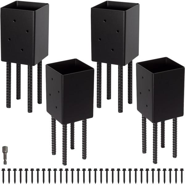 Soporte de base de poste de metal, anclajes de poste, púa de tierra