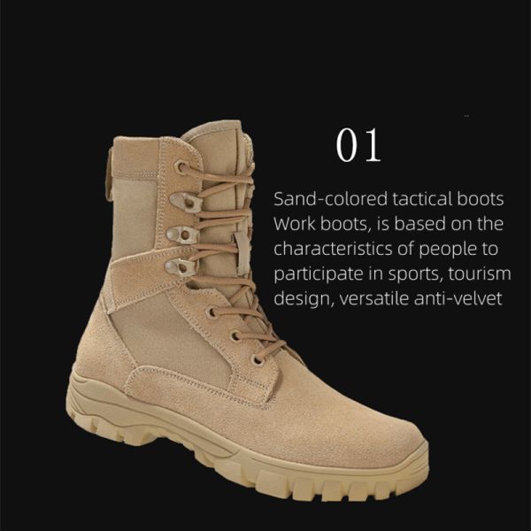 Ankle Protected Winter Military Leather Boots Suede Head Cowhide Outdoor Sports Boots