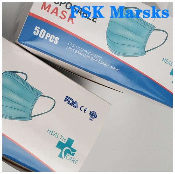 CE FDA 3 Ply Surgical Face Mask Disposable Mouth Mask Adjustable Nose Bridge