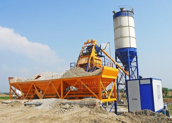 Mini Electric Portable Cement Batch Plant , Total Station Concrete Batching Plant