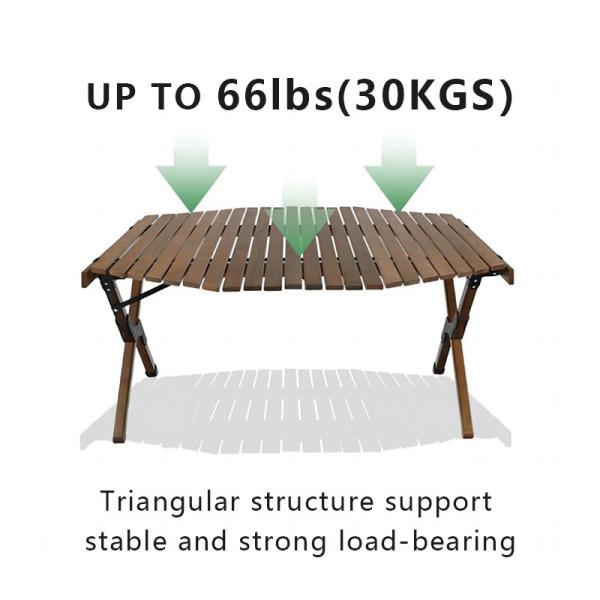 Folding Beech Wood Camping Table 90x90cm 30kg Capacity