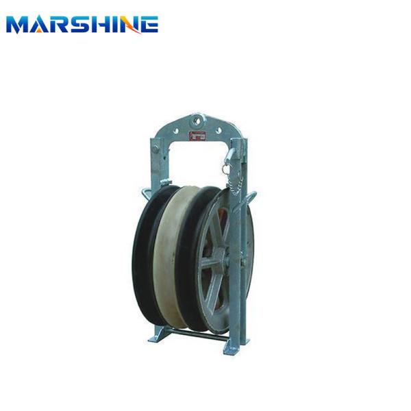 20KN Galvanized Nylon Sheave Overhead Wire Stringing Blocks For Aerial Cable Pulley Block