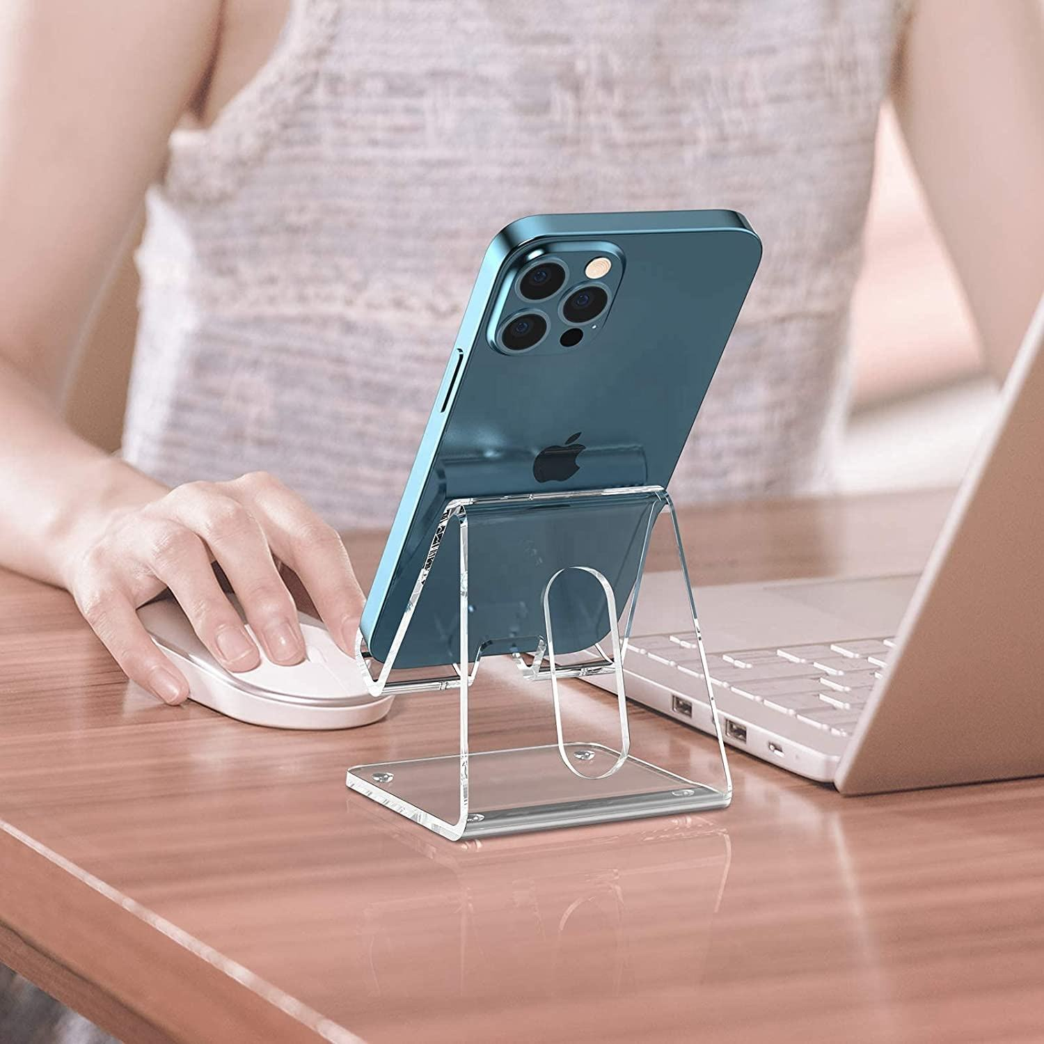 Clear Acrylic Phone Stand With 3mm Thickness User Friendly For 4-10 Inch Smartphones