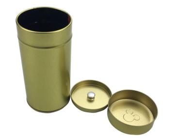 Diamètre d'or 75mm de boîtes métalliques de thé en métal de couleur avec le couvercle intérieur et la capacité 100G